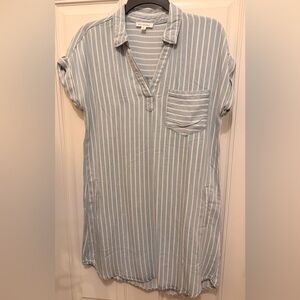 Blu Pepper Striped Shirt Dress in Blue and Off-White